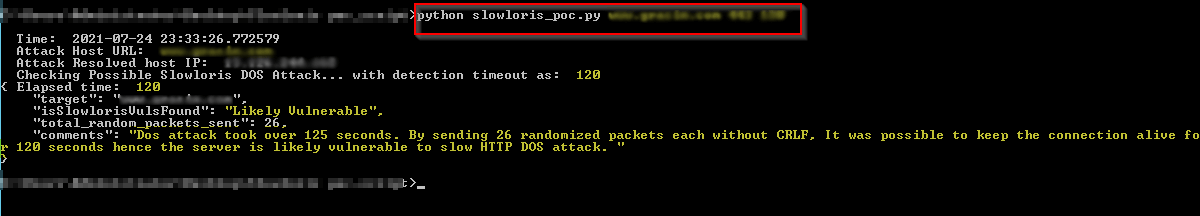 Slowloris attack example