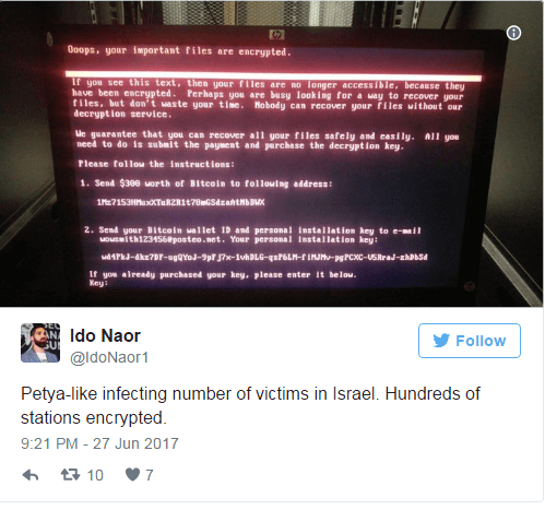 Israel Petya Wannacry