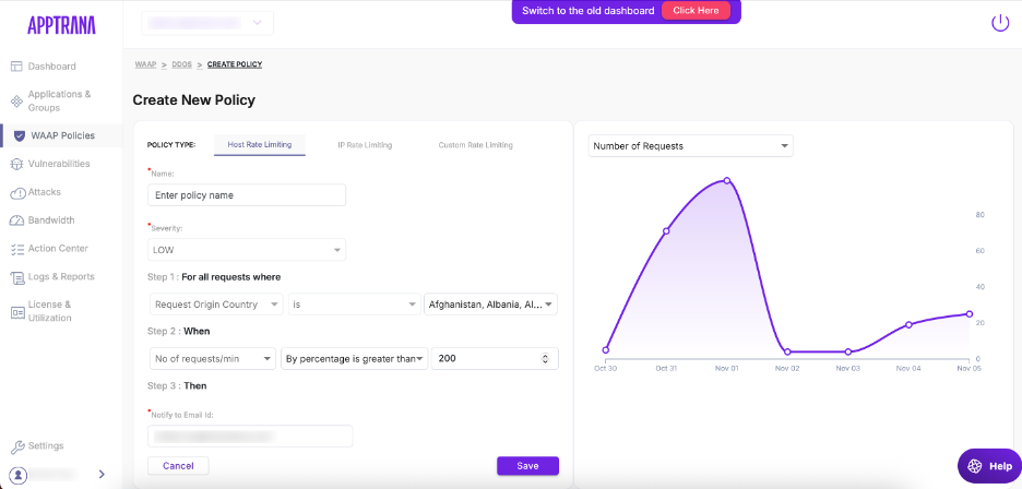 AppTana WAAP Rate limiting