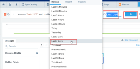 Select the time span for log discovery 