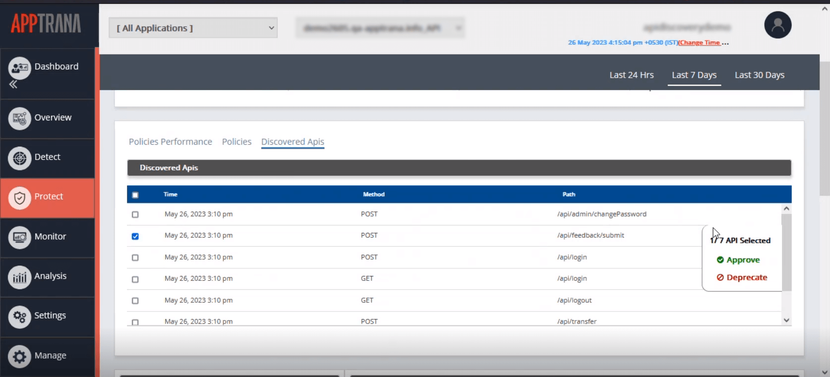 Approve / deprecate control for Discovered APIs in AppTrana WAAP