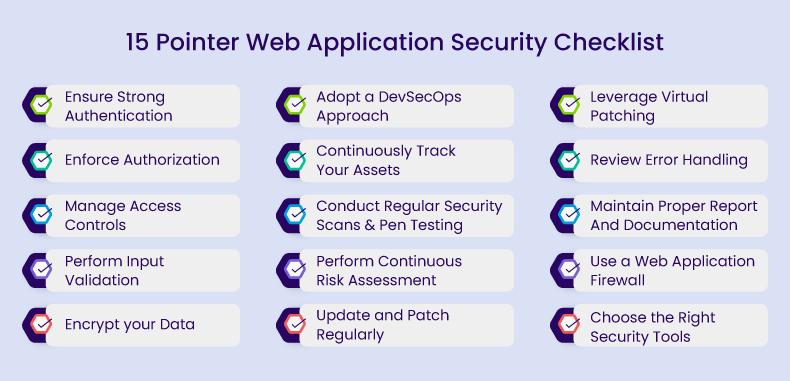 Web application security checklist with 15 best practices