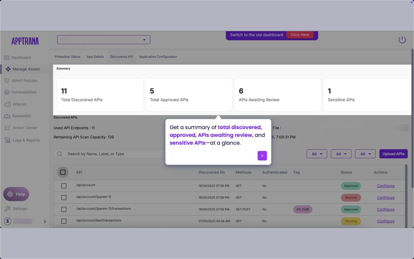 AppTrana API Discovery - Real-Time Dashboard for Monitoring and Decision-Making