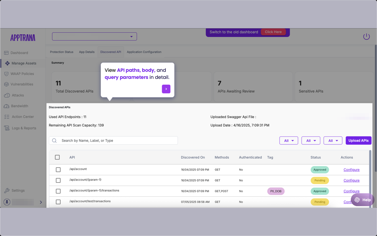 AppTrana API Discovery - Visibility into Behavior and Metadata