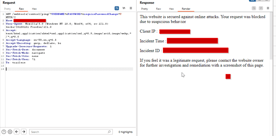 Request and response of Apache OFBiz Auth - AppTrana WAAP 