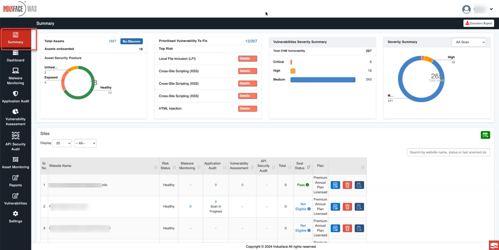 AcuRisQ - Summary presents all necessary risk-based metrics 