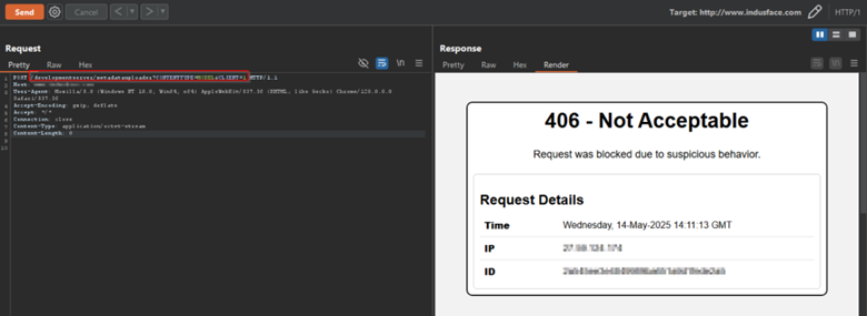 AppTrana’s custom security rules successfully blocked exploitation attempts related to CVE-2025-31324