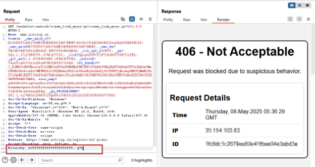AppTrana blocks oversized Priority param in CVE-2025-31650 attack