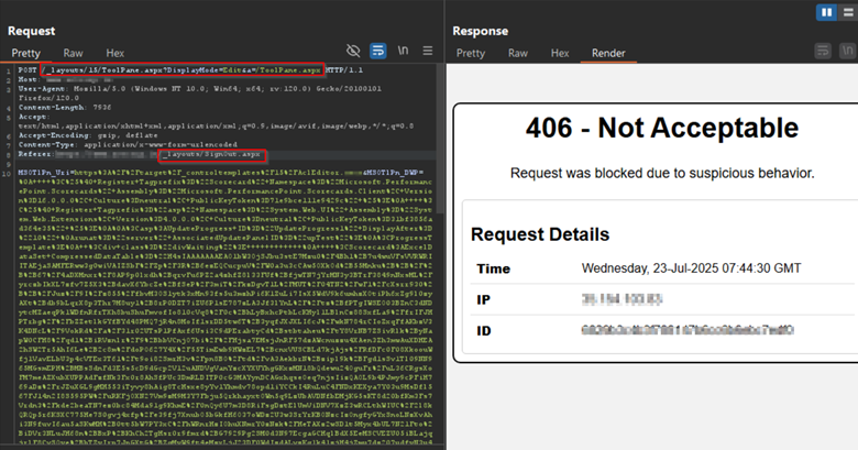 AppTrana detects and stops CVE-2025-53770 exploit