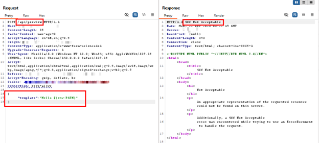 CVE-2025-46295 exploit payload detected and stopped at the HTTP layer