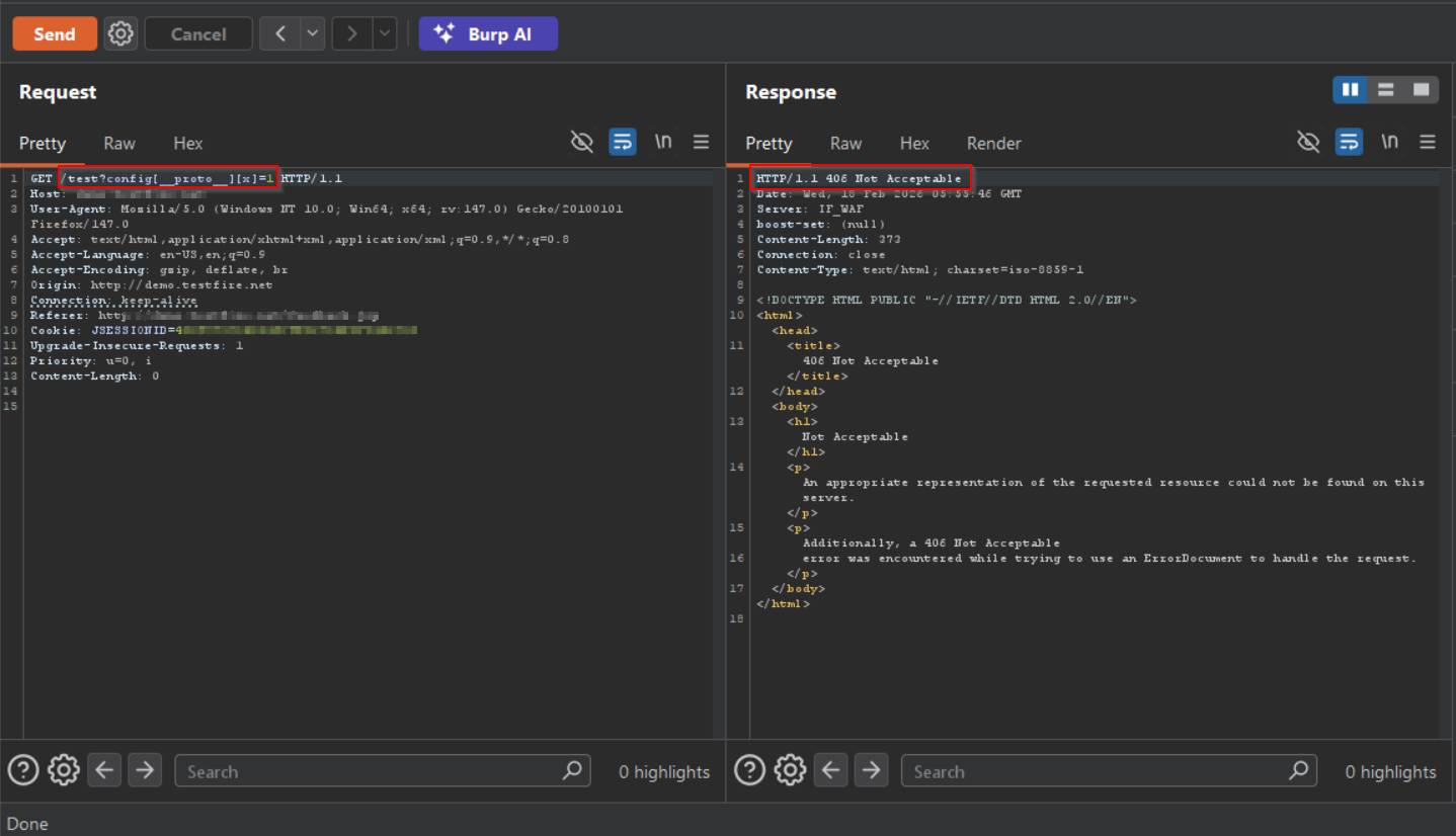 AppTrana WAAP blocking prototype pollution attack for CVE-2026-25639