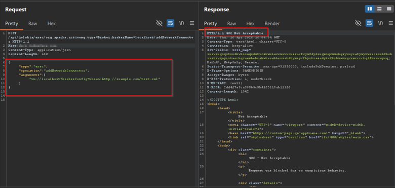 Jolokia addNetworkConnector exploit blocked by AppTrana