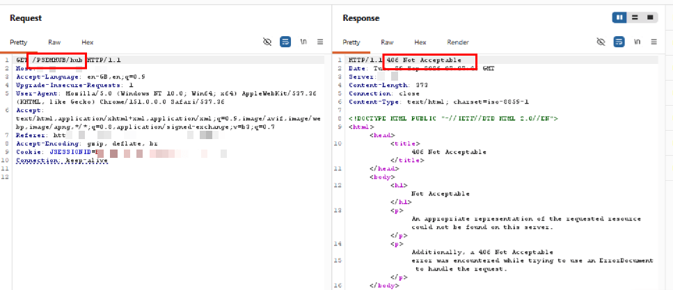 AppTrana blocking encoded /%50SEMHUB/hub bypass attempt, CVE-2026-35273